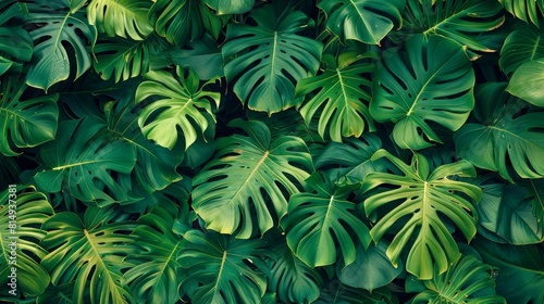 Vibrant Emerald Tropical Leaves Forming a Striking Pattern