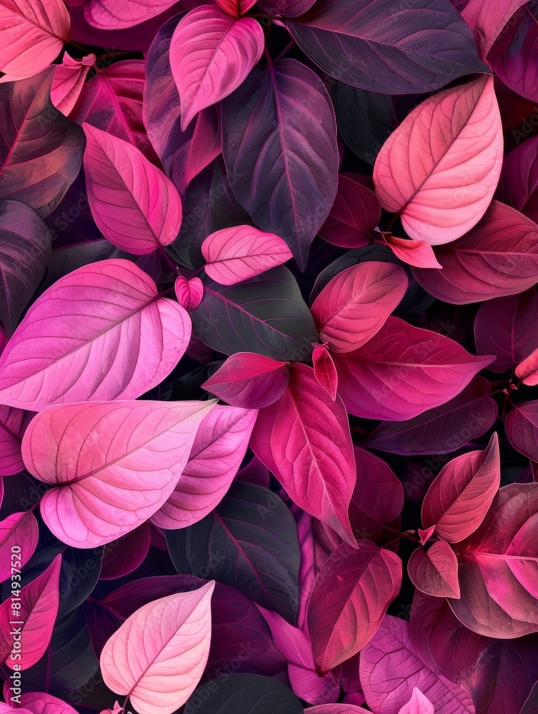 Vibrant Fuchsia Tropical Leaves Pattern A radiant closeup showcase of natures colorful flora