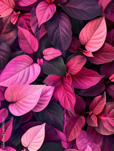 Vibrant Fuchsia Tropical Leaves Pattern A radiant closeup showcase of natures colorful flora