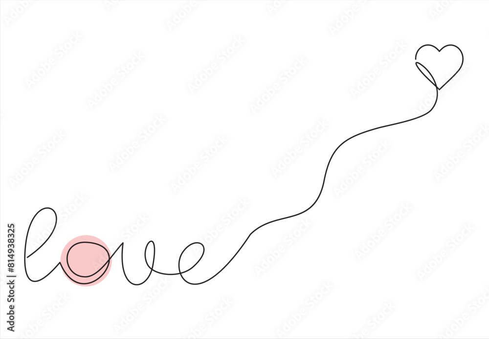 Line art continuous love word and heart isolated on white background. Love outline symbol, Valentine's Day one line design vector illustration. Line art continuous love word and heart isolated on white background. Love outline symbol, Valentine's Day one line design vector illustration.