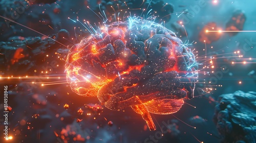 Artificial Intelligence technology with exploding brain 