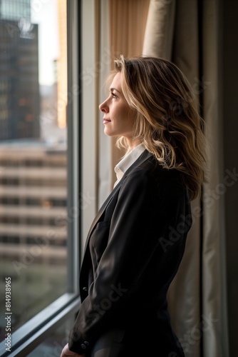 Free Download Businesswoman looking out of window - GFXLoad