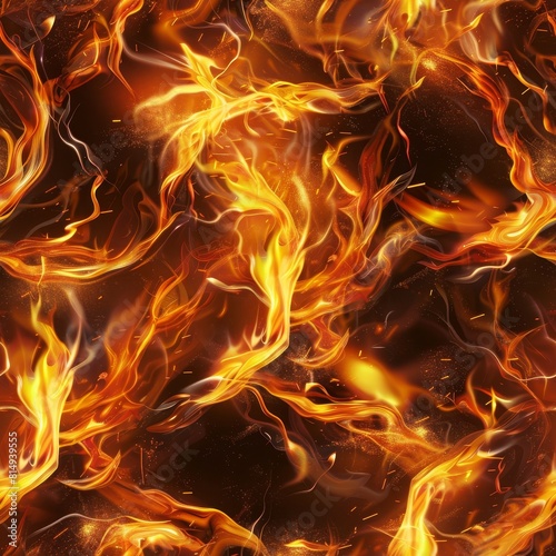 Fire and flames seamless pattern background