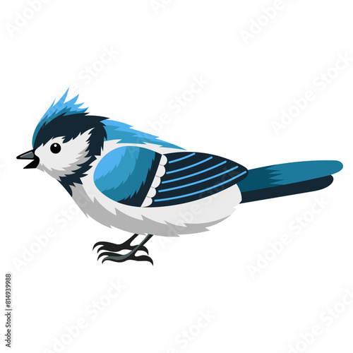Cheerful flying spring bird. Cartoon bird isolated on white background in flat childish style.