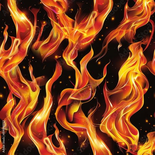 Fire and flames seamless pattern background