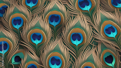 Peacock feathers wallpaper background generative ai