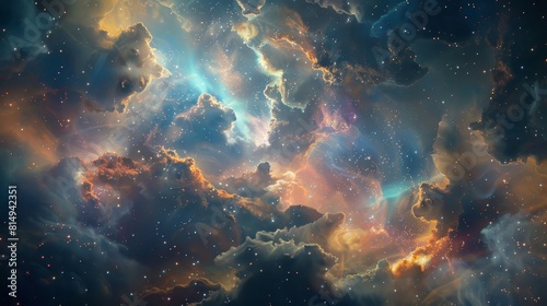 Nebulous cloud with colorful gas backdrop