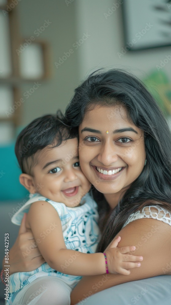 A joyful mother and child sharing a warm embrace radiating happiness and love. A joyful mother and child sharing a warm embrace radiating happiness and love.