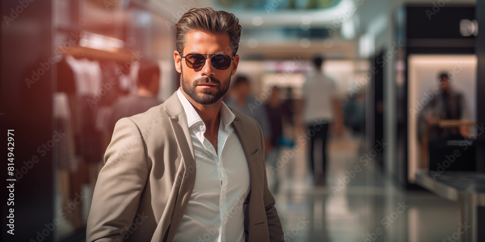 Man model on sale background. Man model on sale background.