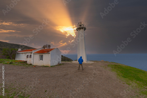 Sarpıncık Lighthouse (Karaburun Lighthouse), with access to 12 miles of sight, has been in service in the direction of Urla-Karaburun in İzmir Çeşme Peninsula photo