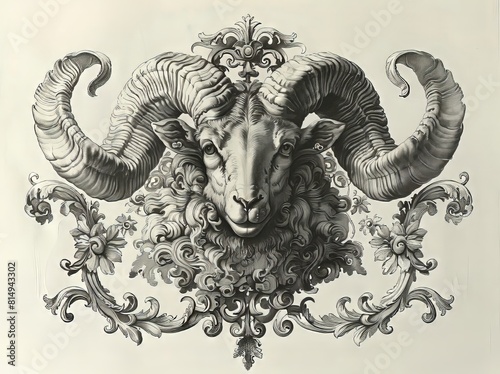 Ram Head Engraving Decoration
