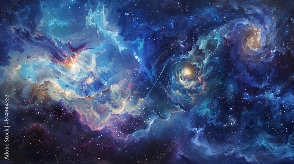 Celestial panorama of swirling nebulae backdrop Celestial panorama of swirling nebulae backdrop