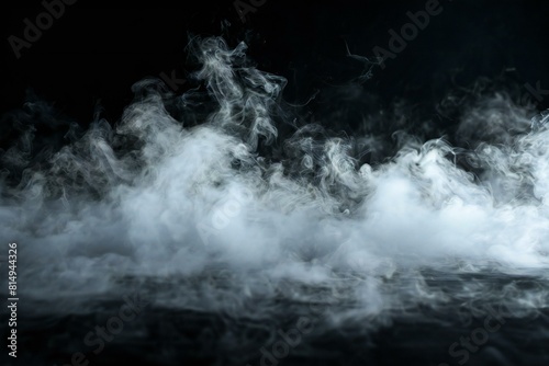 Featuring a black background covered with white smoke, high quality, high resolution