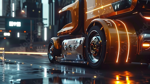 A futuristic conceptual truck concept visualized through stunning 3D animation, showcasing its potential for revolutionizing the transportation industry photo