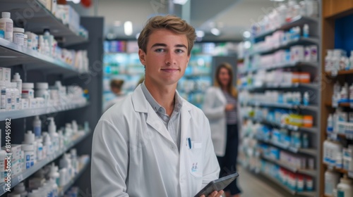 Young Pharmacist at Pharmacy Counter