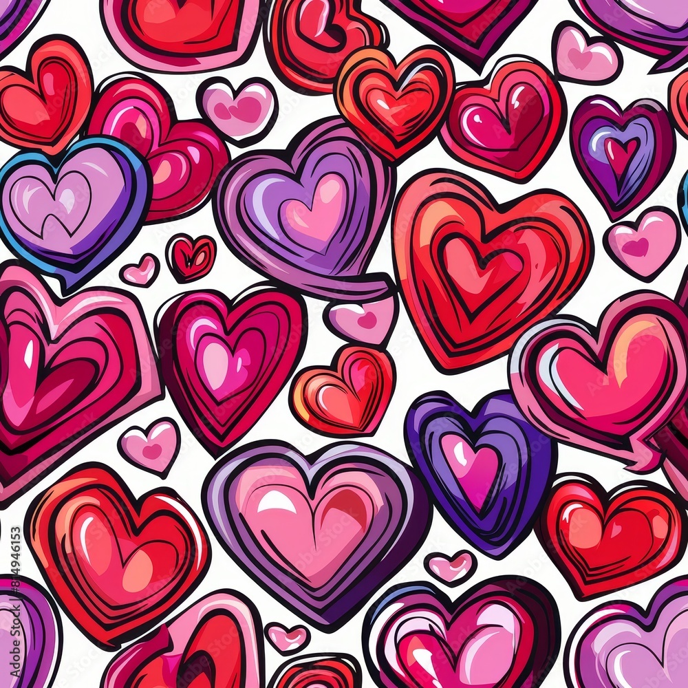 Heart doodle style seamless pattern background Heart doodle style seamless pattern background