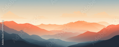 Abstract landscape with mountains and hills, panoramic view, generated ai 