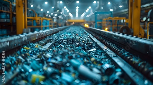 High-Tech Metal Parts Sorting and Recycling in a Modern Automotive Manufacturing Facility photo