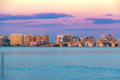 Twilight view of Sarasota skyline in florida, United States