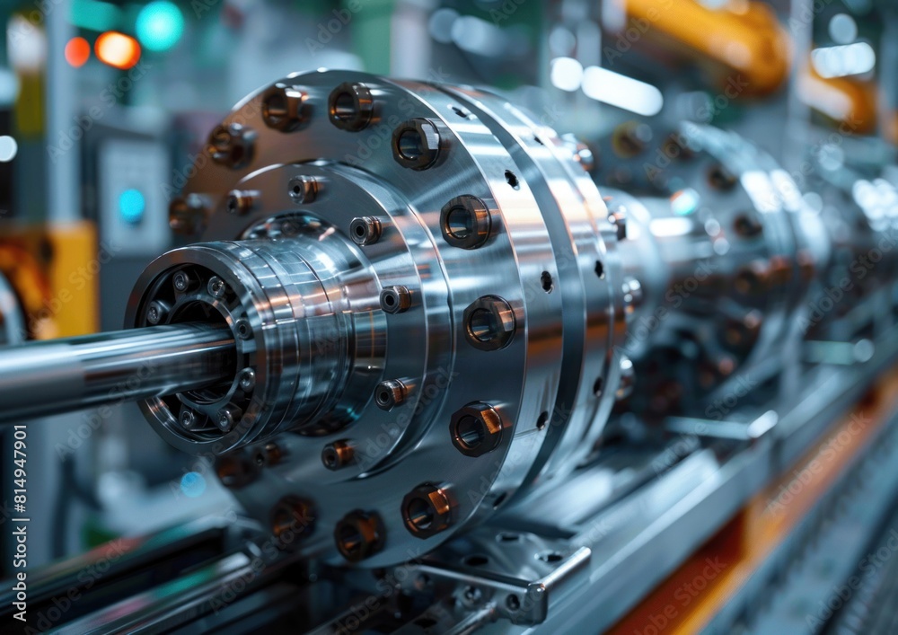 Fototapeta premium A state-of-the-art industrial machine part in a factory