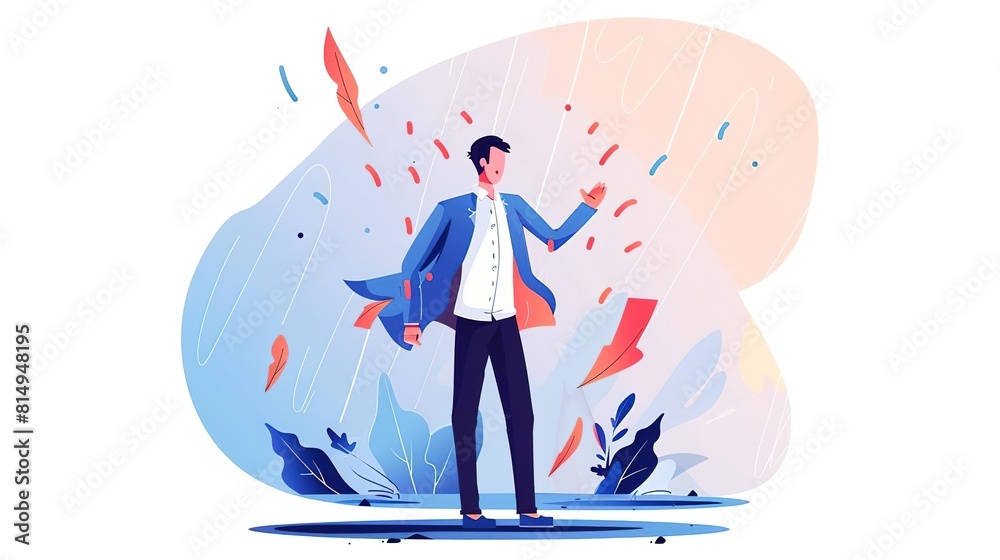 A professional man is standing in the rain A professional man is standing in the rain