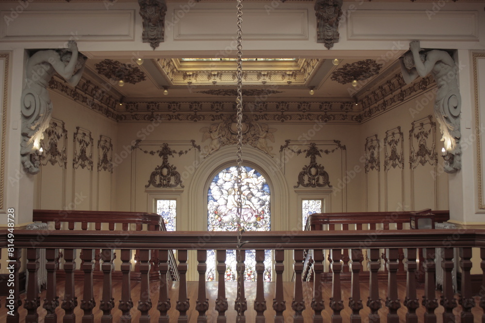 Fototapeta premium interior of a victorian house with stained glass window