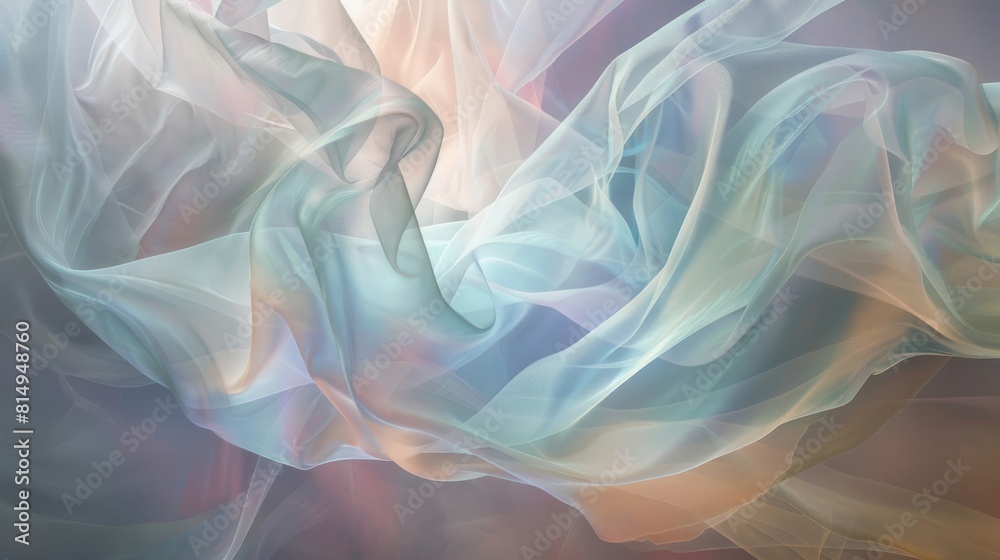 Fototapeta premium Dynamic composition with translucent veils in opal shades backdrop