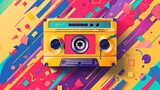 Retro musiccasette with retro colors eighties style 