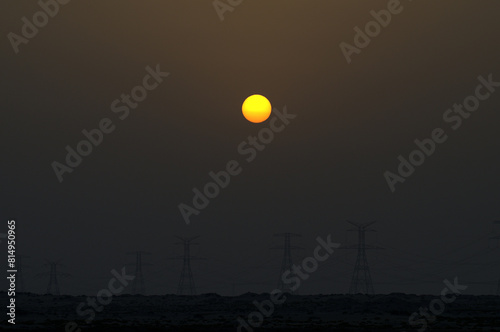 Sun at Dusk in the Dessert, United Arab Emirates