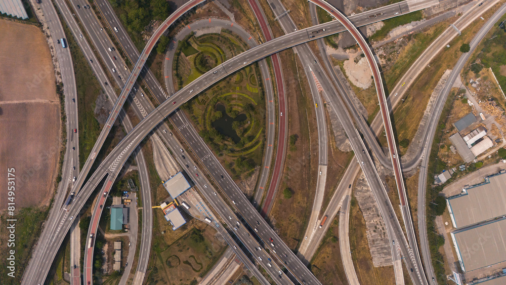 Aerial view gate for expressway fee payment in the city. Aerial view gate for expressway fee payment in the city.