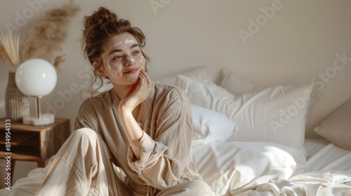 A Woman Enjoying Morning Skincare photo