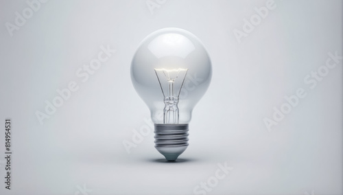  A photograph of a white incandescent light bulb on a light background, emphasizing the brightness and ideas.
