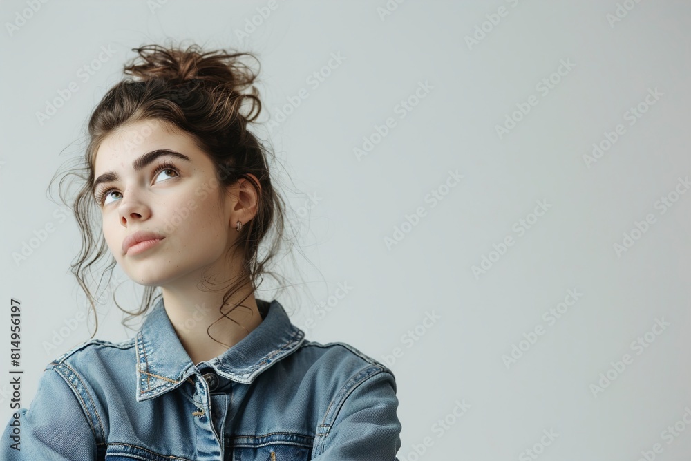 Portrait of a pensive casual girl looking