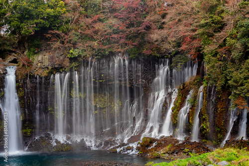 Shiraito waterfall scenery in autumn  Fujinomiya  Japan