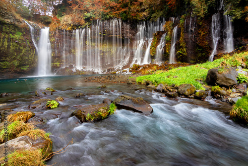 Shiraito waterfall scenery in autumn  Fujinomiya  Japan