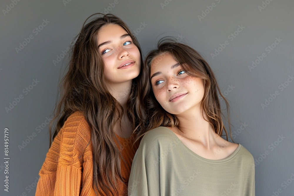 Portrait of two happy young women standing together Portrait of two happy young women standing together