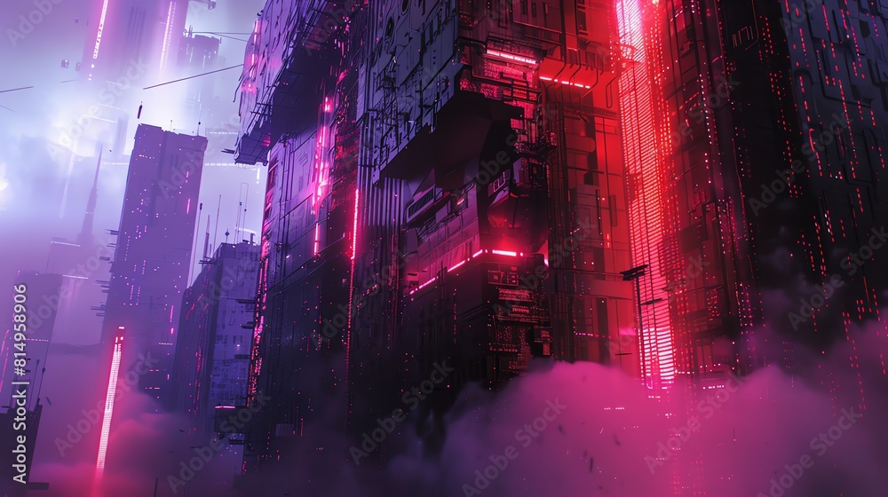 Create a digital painting of a dark and mysterious cityscape