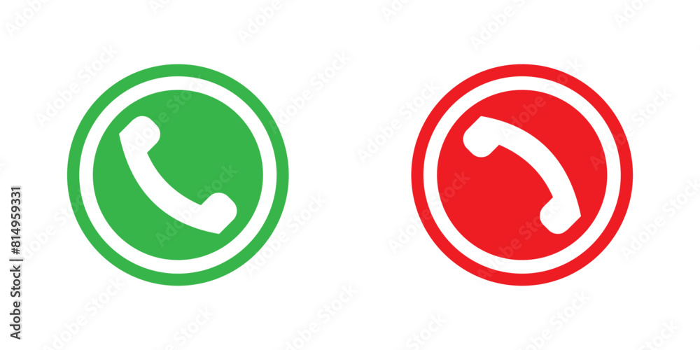 Phone call icon vector. Phone call accept and decline icons. Green, red phone icon design for logo, app, website. Vector illustration. Phone call icon vector. Phone call accept and decline icons. Green, red phone icon design for logo, app, website. Vector illustration.