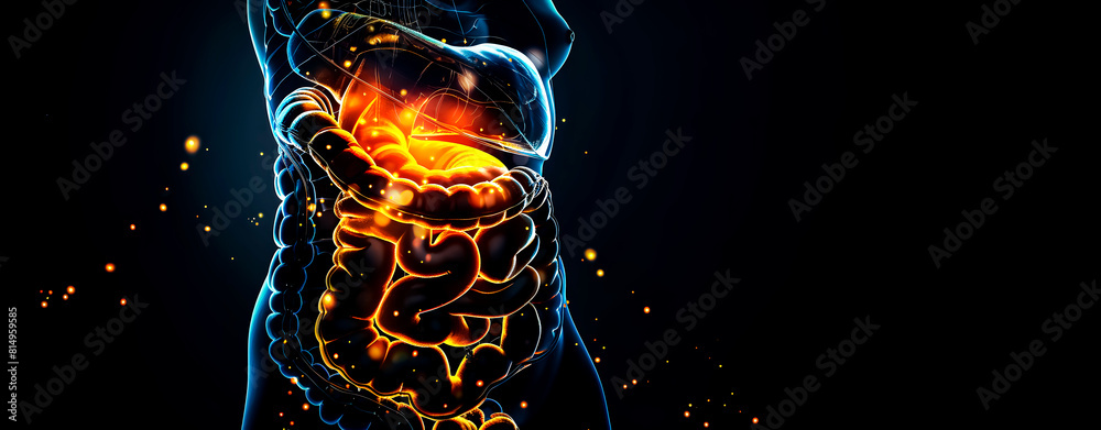 Health of our digestive system, illustration of the concept of Microbiota and Microbiome. . Copyspace Health of our digestive system, illustration of the concept of Microbiota and Microbiome. . Copyspace