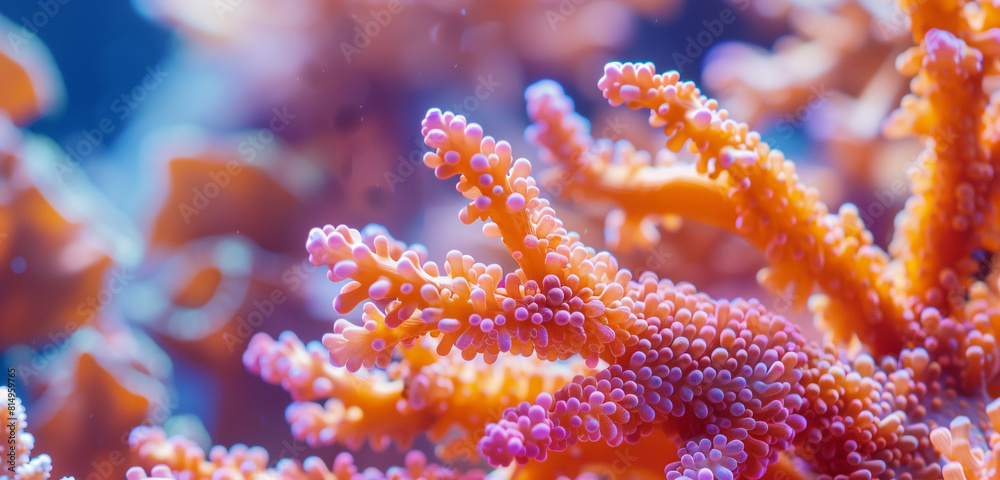 Fototapeta premium Scientific purity depicted in vibrant coral abstract for event posters.