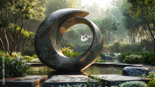 A garden where abstract sculptures