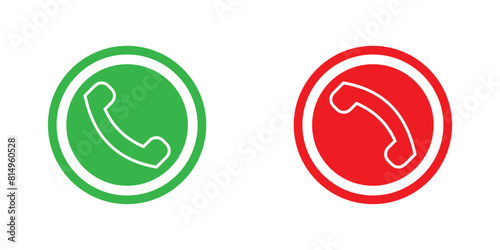 Phone call icon vector. Symbol of incoming and outgoing phone call. Phone call accept and decline icons. vector illustration.
