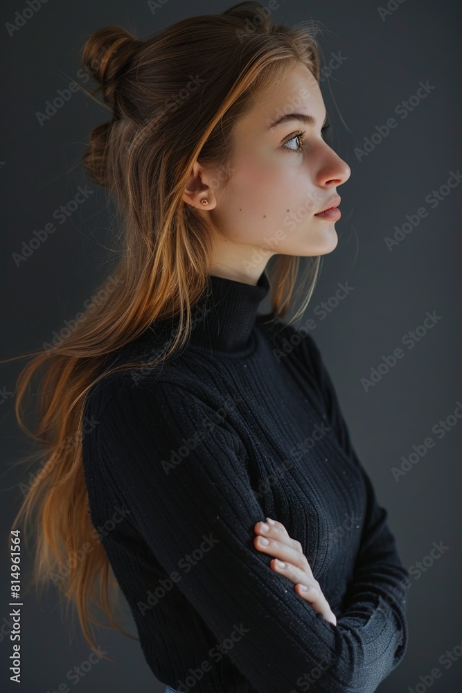 Profile Portrait Pretty Woman Crossed Arms Profile Portrait Pretty Woman Crossed Arms