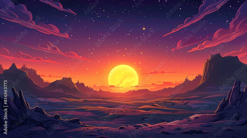 A beautiful sunset over a distant alien planet