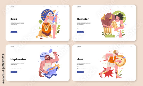 Ancient Greek Gods. Flat Vector Illustration