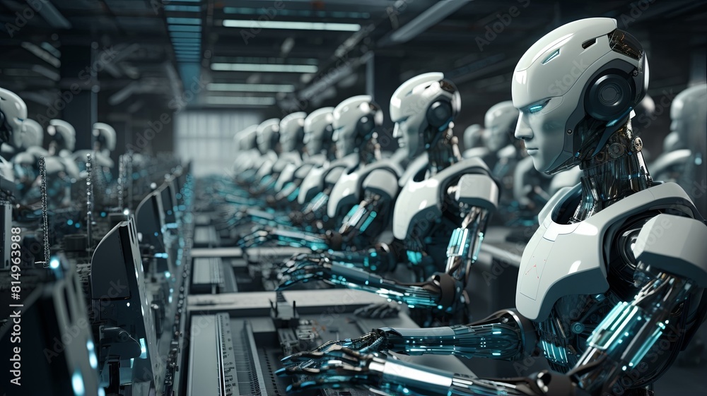 a White metal cyborg robot set against a vibrant neon background, embodying the cutting-edge fusion of computer and machine. a White metal cyborg robot set against a vibrant neon background, embodying the cutting-edge fusion of computer and machine.