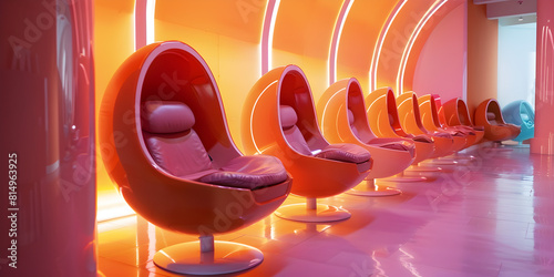 Lounge spa salon room in neon colors chromotherapy relax interior