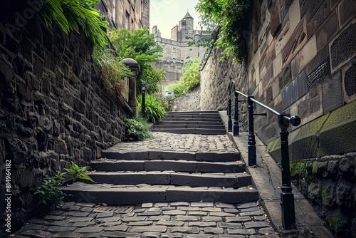 edinburgh-empty alley steps photo