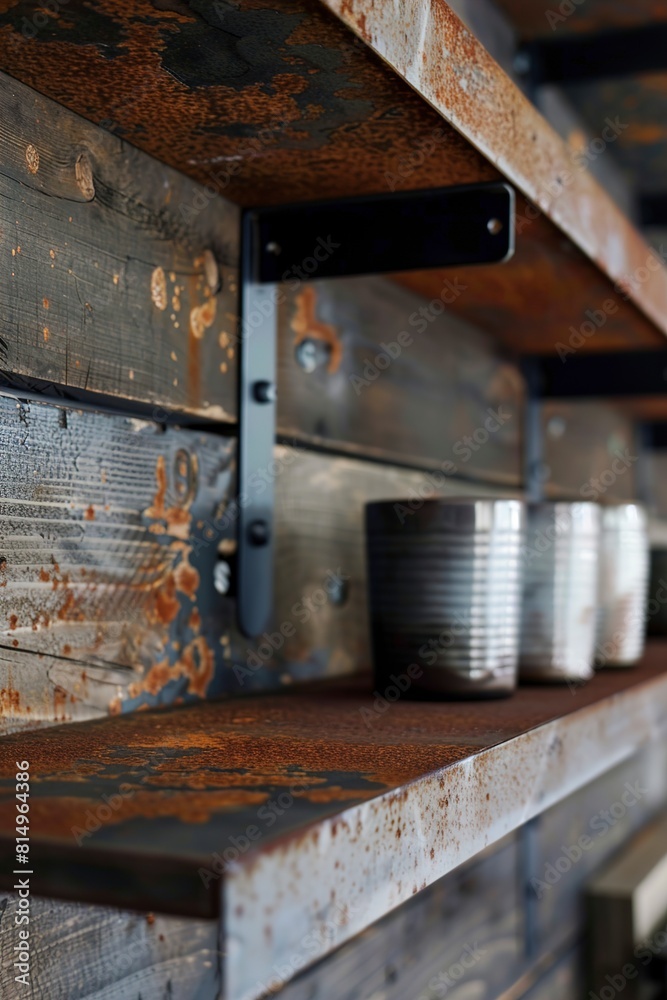 The shelving units were made from repurposed rusty
