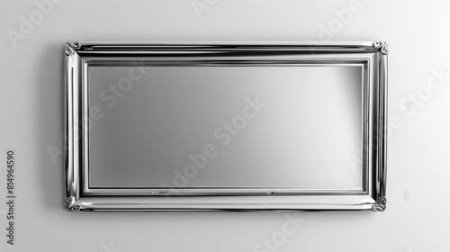Classic silver mirror frame featuring intricate details, displayed on a plain white wall for a clean, minimalist look.